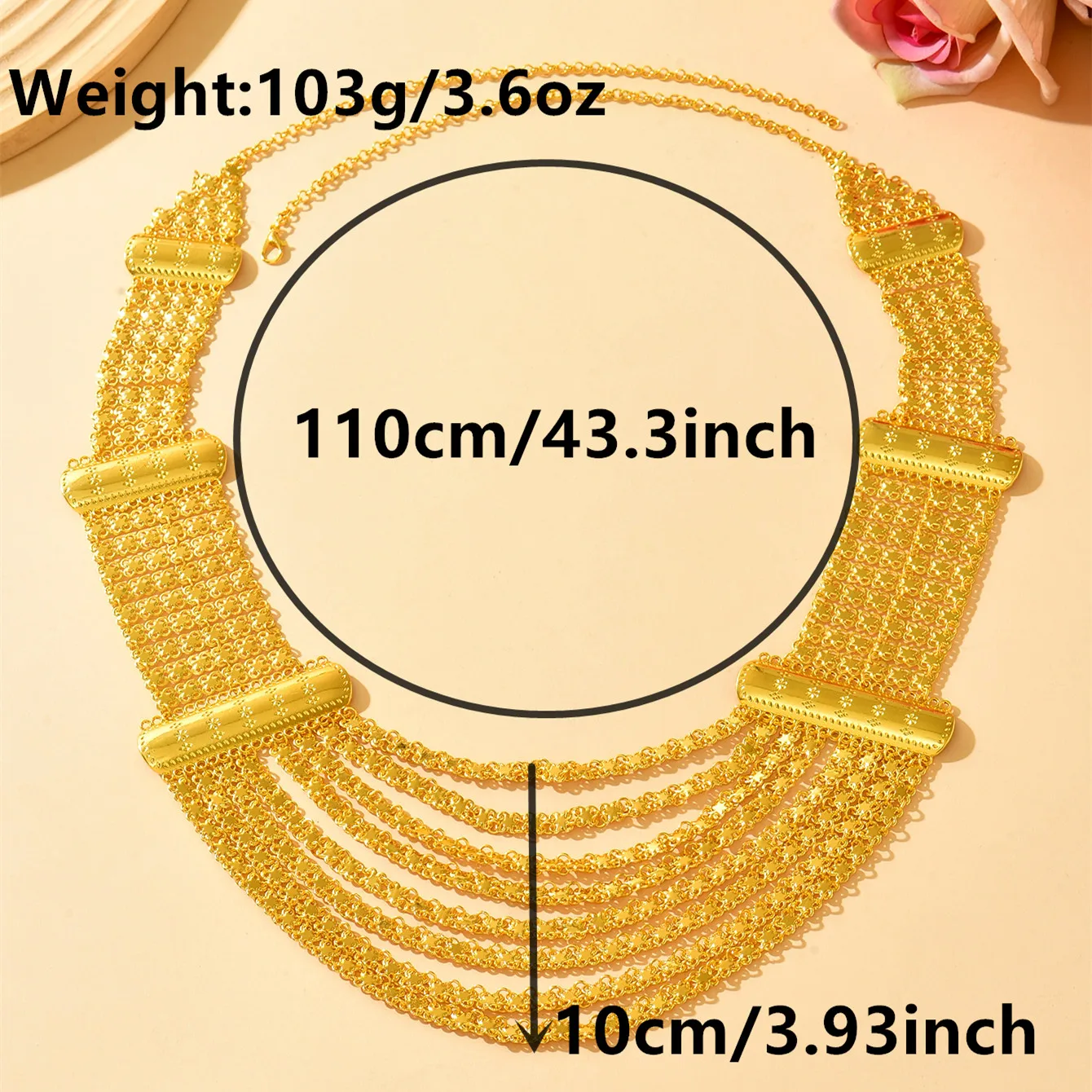 Middle Eastern Style Multi-Layer Tassel Gold Belt, Geometric Plate Splicing, Wedding Waist Chain image 6