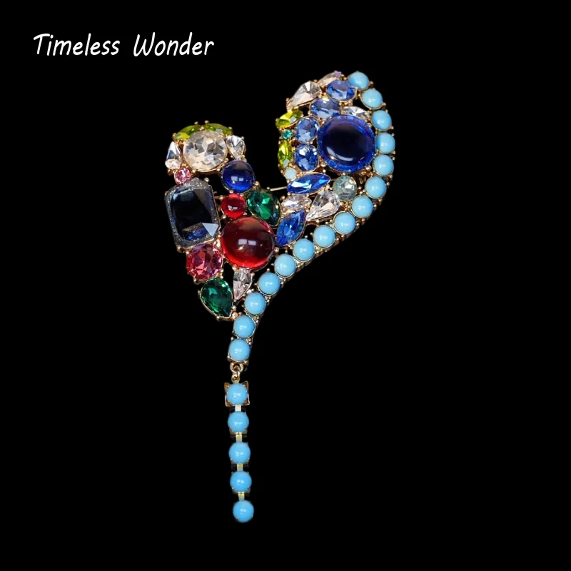 

Timeless Wonder Fancy Crystal Zircon Heart Brooch Pins for Women Designer Jewelry Top Trendy Rare Gift Classy Style Cute 7523