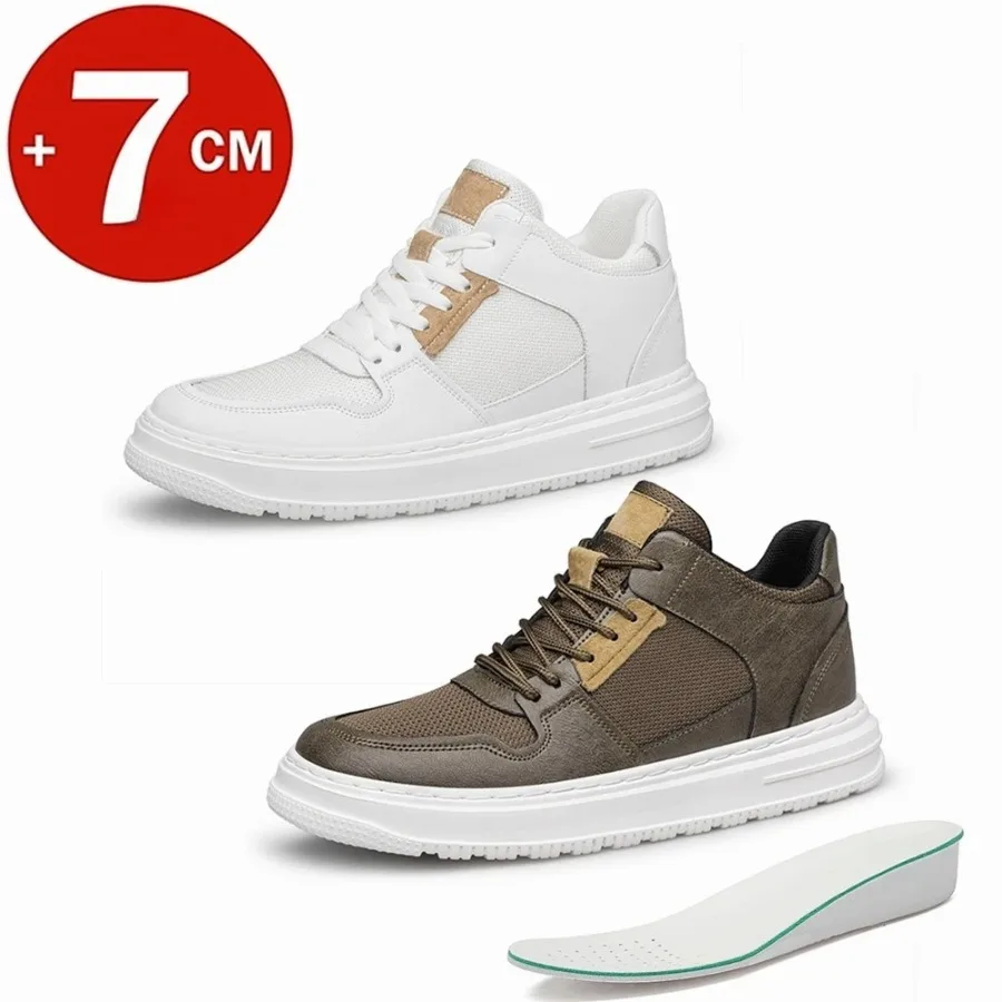 

Plus Size 47 Summer Mesh Men Sneakers Elevator Shoes Chunky Increase Insole 7CM Breathable Sports Casual Height Shoes For Man