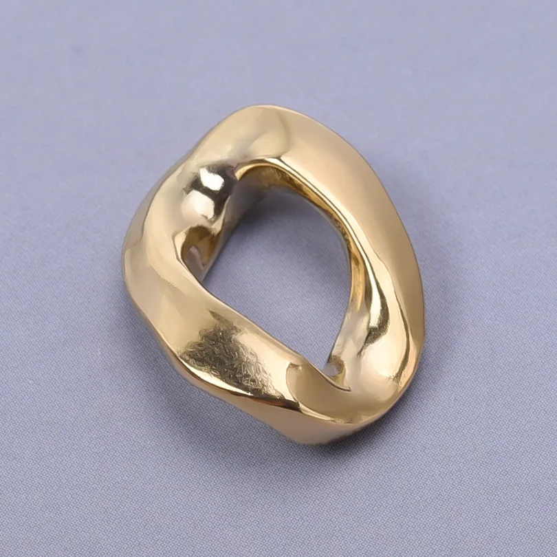 6pcs/Lot Irregular Geometric Hollow Connectors Pendant Stainless Steel Charms For Jewelry Making Supplies Gold Color Oval Round