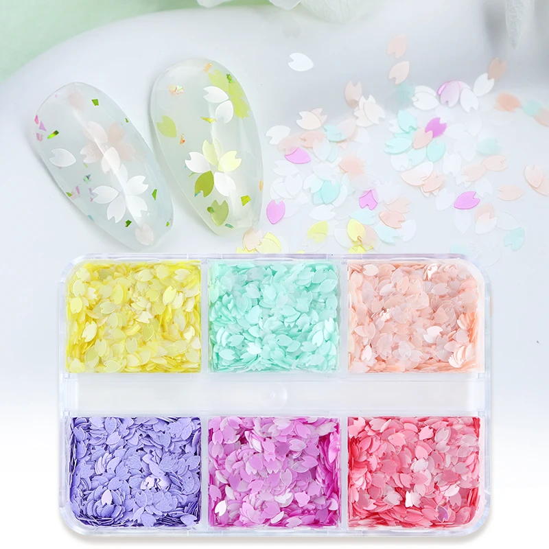 Paillettes de fleurs de cerisier, accessoires ultra-fins, flocons de fleurs Sakura, en résine, décorations pour ongles, décalcomanies de manucure à paillettes
