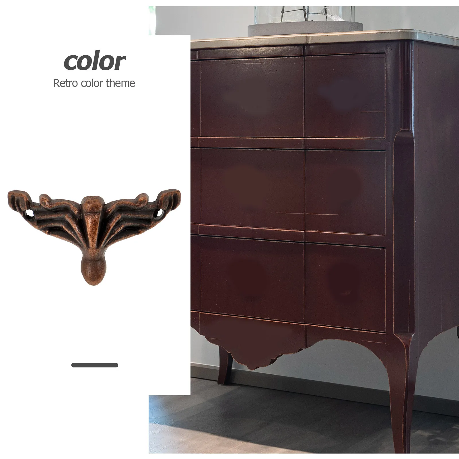 20 stuks decoratieve voeten 27x16mm zware zinklegering meubelsteunpoten voor fauteuil kast vloerbeschermer donkerrood