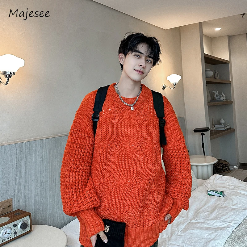 Autumn Sweaters Men Hip Hop Advanced Teenagers Japanese Style Vintage All-match Males Knitwear Handsome Chic Streetwear Pullover