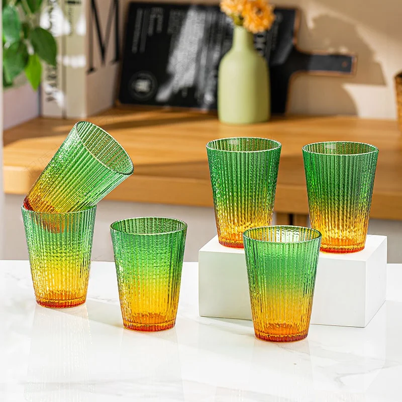 

Graduated Color Glass Cup Cold Drink Beer Water Milk Tea Bubble Water Coffee Restaurant Juice Cup Beautiful round Shape Singl...
