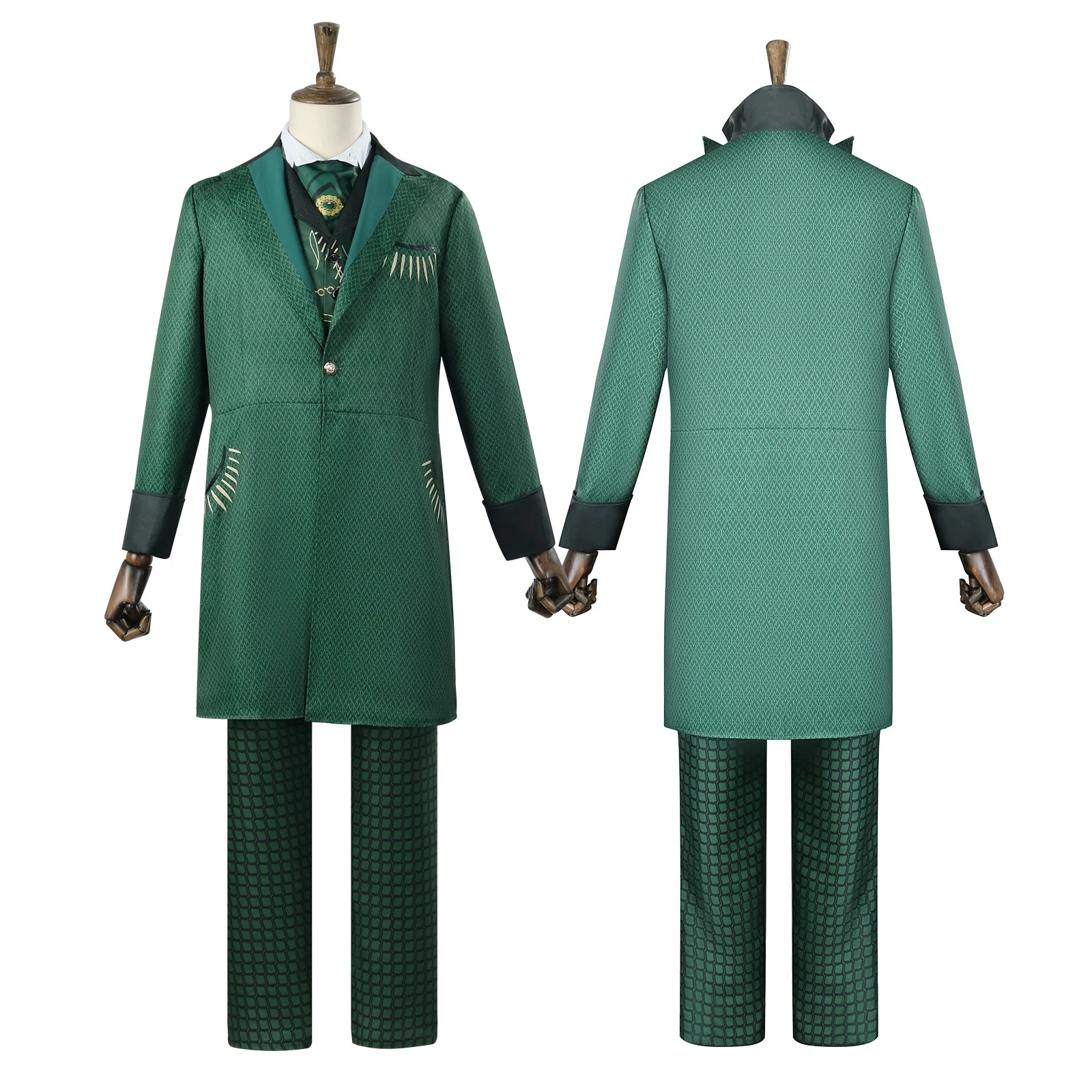 

Wicked Cosplay Men's Wizard Green Suit Jeff Men Goldblum Christmas Clothing Halloween suit Blazer Costume Outfit Disguise Wear