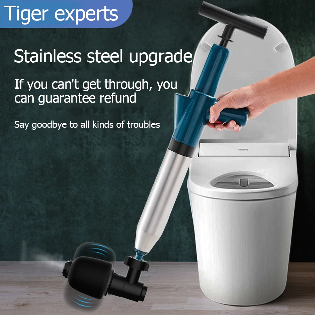 Stainless Steel Toilet Pipe Dredger Clogged Unclogging Device High Pressure Drain Plunger Dredge Clog Bath Toilets Sink Bathtub