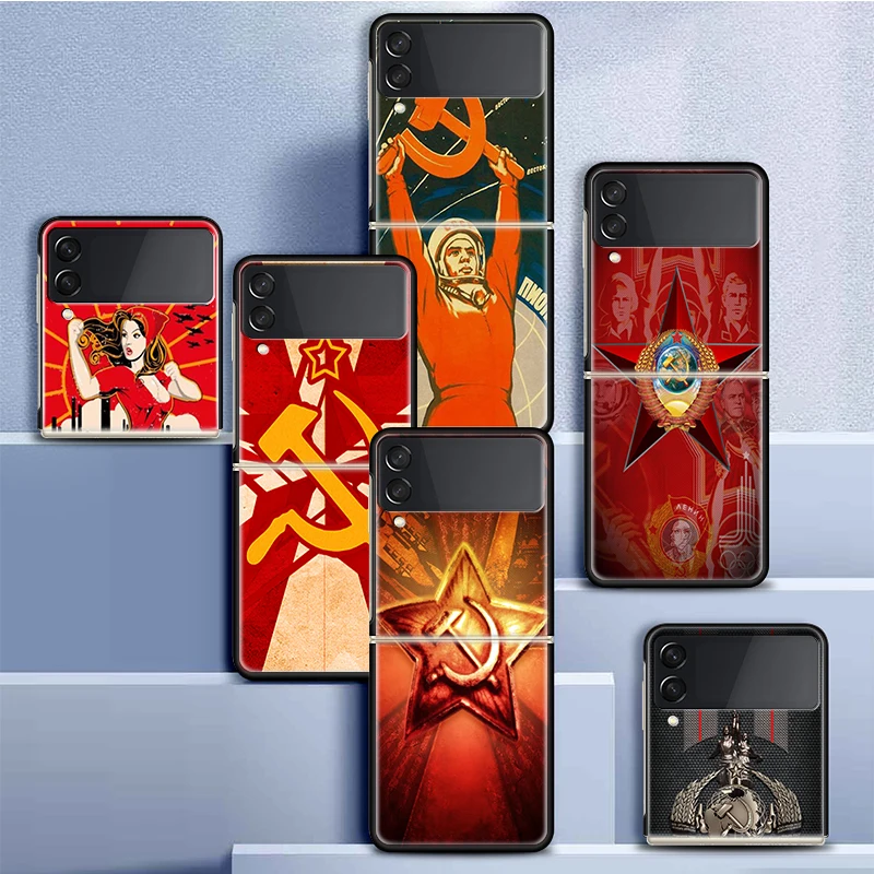 Russia Vintage USSR Communism Phone Case For Samsung Galaxy Z Flip6 Flip3 Flip4 Flip5 PC Hard Plastic Z Flip 6 5 4 3 5G Fundas C