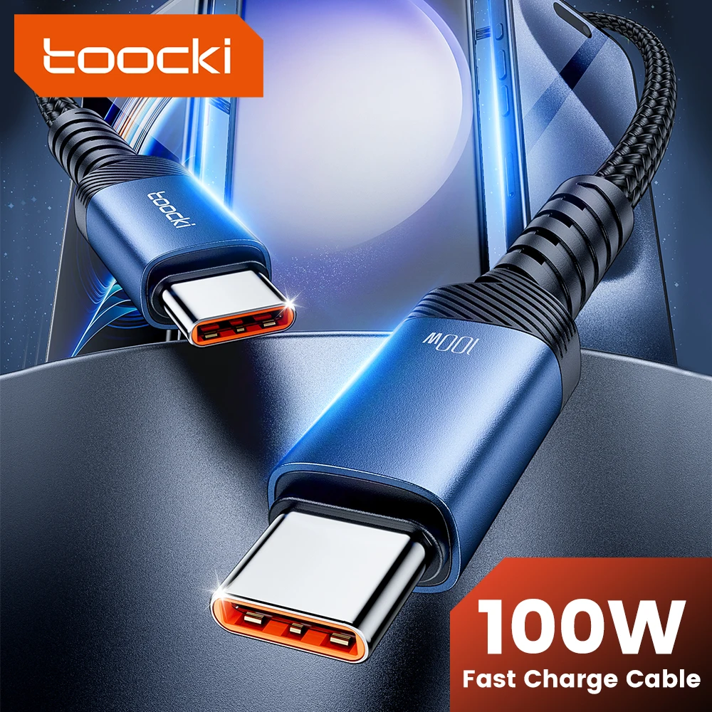 Toocki Kabel typu C do typu C 100W PD Szybkie ładowanie Ładowarka USB C do USB C Kabel do Xiaomi POCO F3 Realme Macbook Samsung iPad