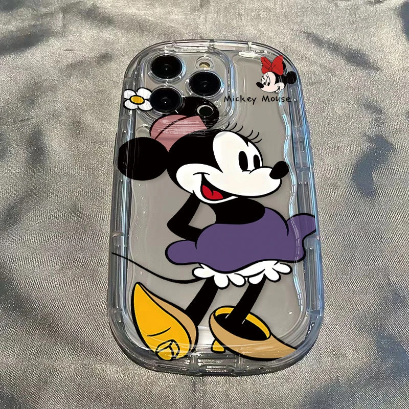 Disney Mickey Minnie Mouse Naughty Cute Phone Case For Iphone 15 14 13 11 12 Pro Max XR XS 7 8 Plus Y2k Girl Clear Gift Silicone