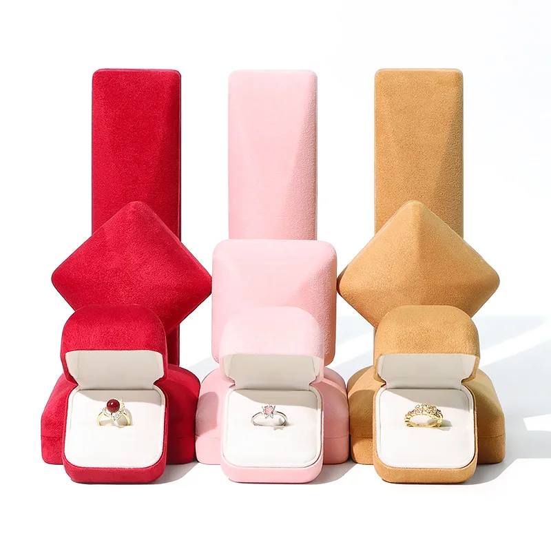 High-end Microfiber  Jewelry Box Iron Multi-Shape polygon Ring Necklace Bracelet Pendant Packaging Box Gift Box