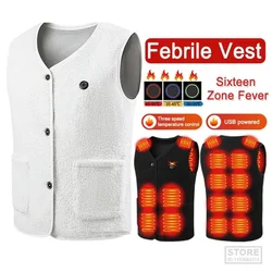 16 Heating Zones Heated Vest for Men Fleece Jacket USB Power Adjustable Temperature Winter Warm   Outdoor Hiking Camping