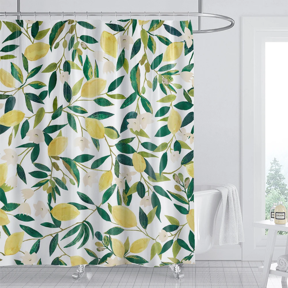 Tropical Fruit Shower Curtains Bathroom Decor Orange Peach lemon Pattern Shower Curtain Home Bathtub Cloth Curtain with Hooks