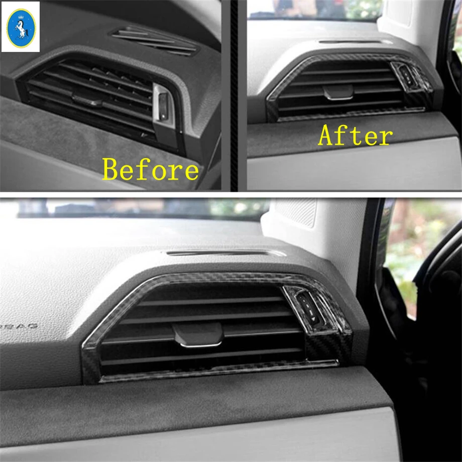 Fit For Audi Q3 F3 2019 - 2024 Carbon Fiber Pillar A Speaker / Armrest Box / Air Gear Panel Cover Trim Auto Interior Accessories