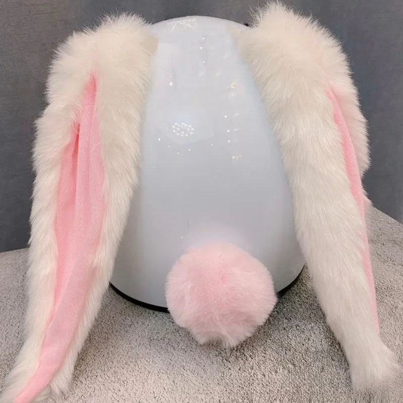 

Helmet Decorative Scooter Motorcycle Riding Female Ski Helmet Plush Cartoon Lop Rabbit Ears Removable