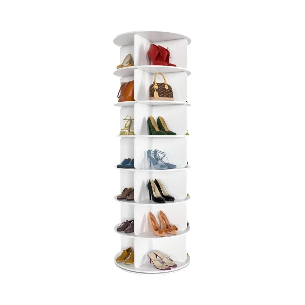 7-Tier 360. Rotating Shoe Rack Tower, Freestanding Metal Shoe Organizer for Entryway Closet Bedroom Storage