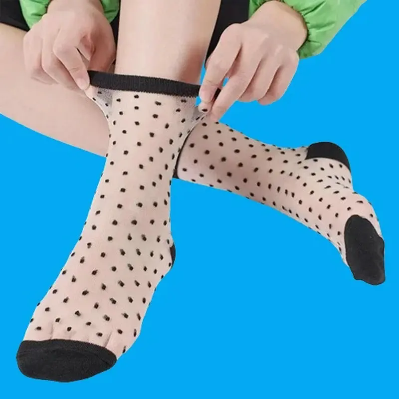 Calcetines transparentes para mujer, medias versátiles de malla a cuadros, ligeras y transpirables, a la moda, para verano, 5/10 pares, 2024