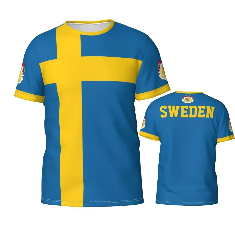 2024 New Swedish Flag Graphic 3D Printed T-shirt Swedish National Emblem Trend Men\'s Tops National Day Gifts Personalized Tee