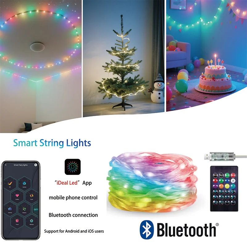 

5 В USB 5 м 10 м Bluetooth светодиодная гирлянда для рождественского использования в помещении и на открытом воздухе DIY фестиваль вечерние венок украшения идеальное управление