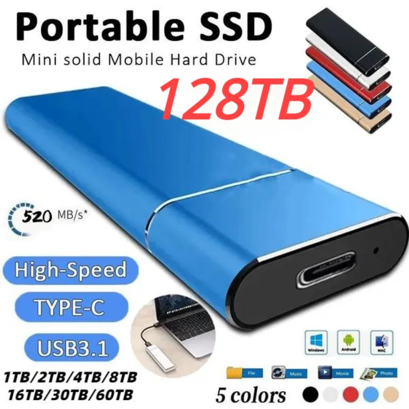 

External Hard Drive SSD 1TB High-capacity USB/Type-C Interface High-speed Mini Portable External Ssd for Laptops/desktop/phones