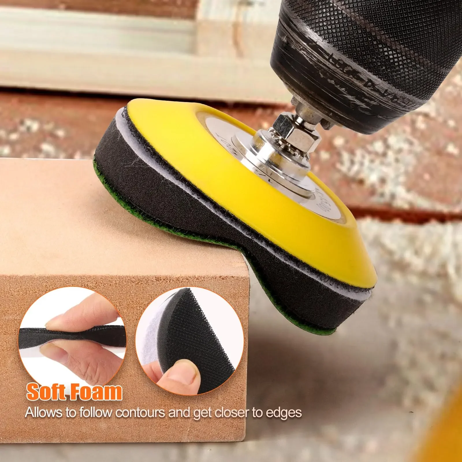 1/2/3/4 Inch Soft Density Sponge Cushion Buffer Backing Pad 10 mm 3 Pcs Hook and Loop for Orbital Sander Automotive Woodworking