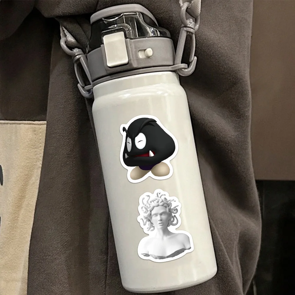 50PCS Black and White Minimalist Cartoon Sticker Bag DIY Sticker Label Tablet Water Cup Decoration Sticker