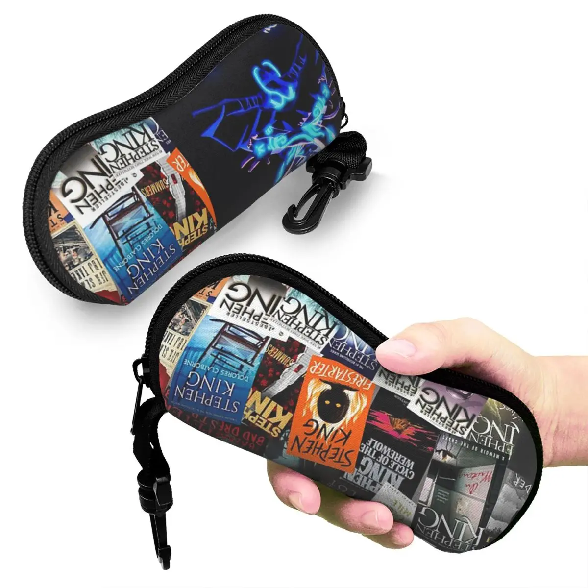 

Stephen King Book Covers, Horror Bookworm Shell Glasses Case Portable Sunglasses Box Women Men Soft Eyeglass Bag Pouch