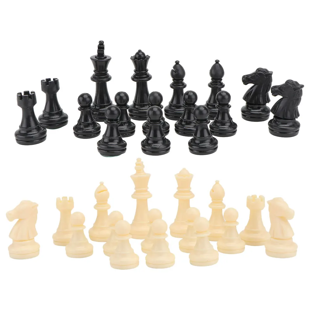 

32 Pieces Black White Kids Chess And Checkers Set Plastic Unweighted Pawns Replacement Sets Travel Kids Chess Game