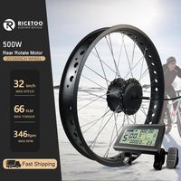 Fatbike-Snow Ebike Conversion Kit, 20”26“4.0 Tyre, Brushless Gear, Rear Rotate Hub, Wheel Dropout, 170mm, 190mm, 500W, 36V, 48V