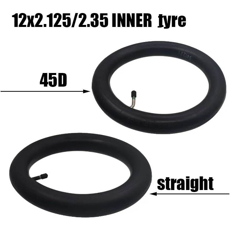 12Inch 12x2.125/2.35 Inner Tube Camera With Curved or Straight Valve For 12x2.125(57-203) Bike Electric Scooter Tire