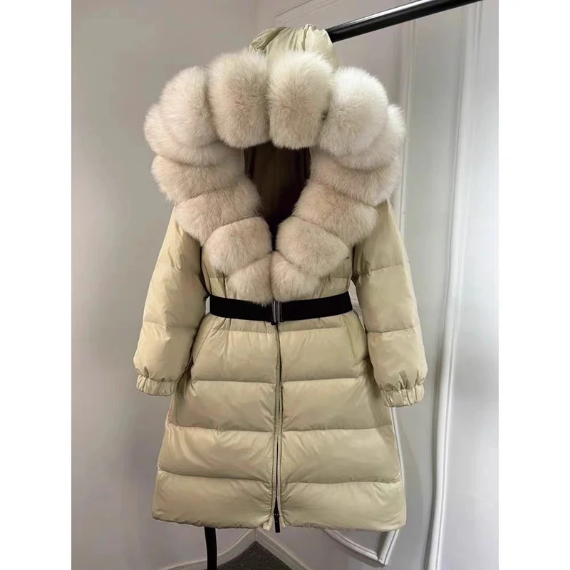 شتاء جديد 2025 طويل الفراء طوق مقنعين المرأة أسفل Jaet Thiened الدافئة سستة إغلاق لون نقي الكورية Sle معطف #5
