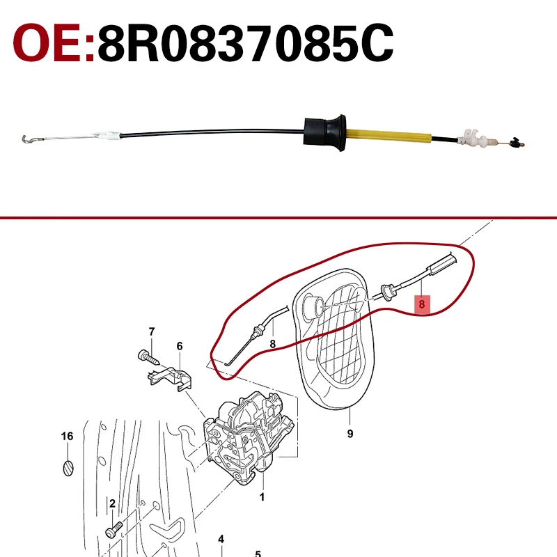 8R0837085C for Audi Q5 2009-2018 Inner buckle handle wire lock block wire drawing inner wire