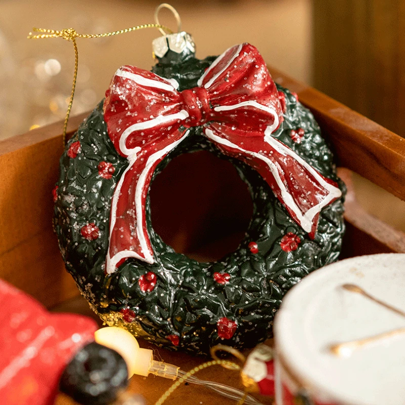 Bola navideña de colores con forma de árbol de Navidad, colgante decorativo, bolsa de regalo de Navidad, colgante de guirnalda de muñeco de nieve para casa y coche