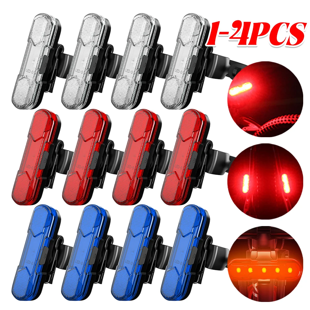 1-4Pcs Bike Rear Tail Light USB Rechargeable Red/Blue/White LED Bicycle Seatpost Taillight For Night Riding Safety Warning Light
