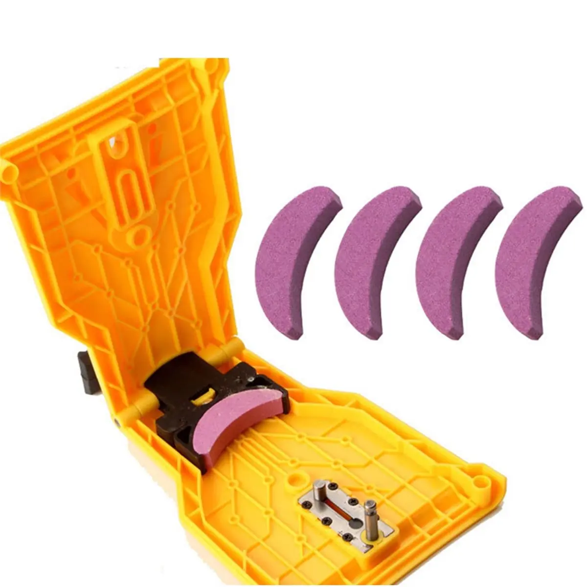 New Chainsaw Sharpener with 4 Sharpening Stones and A Manual Chainsaw Sharpening Clamp for Lumberjacks