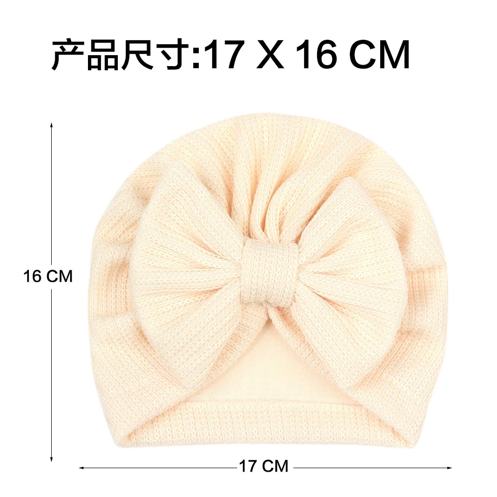 New Solid Color Turban Baby Hat Babes Beanies Caps Newborn Cotton Bowknot HeadWraps for Baby Girls Boys Kids Hair Accessories