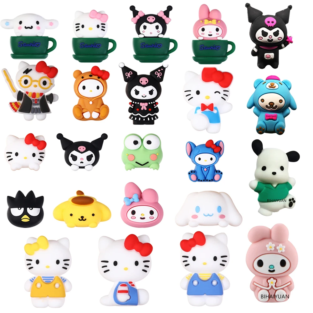 5pcs Hello Kitty My Melody Kuromi 3D silicone focal bead DIY pen keychain badge reel handmade crafts material