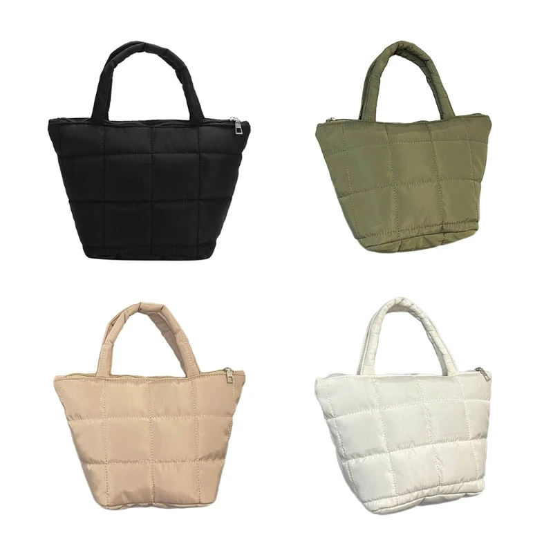 

E74B Practical Women's Handbag with Zipper Closure Trendy Puffer Bag Stay Organized in Style