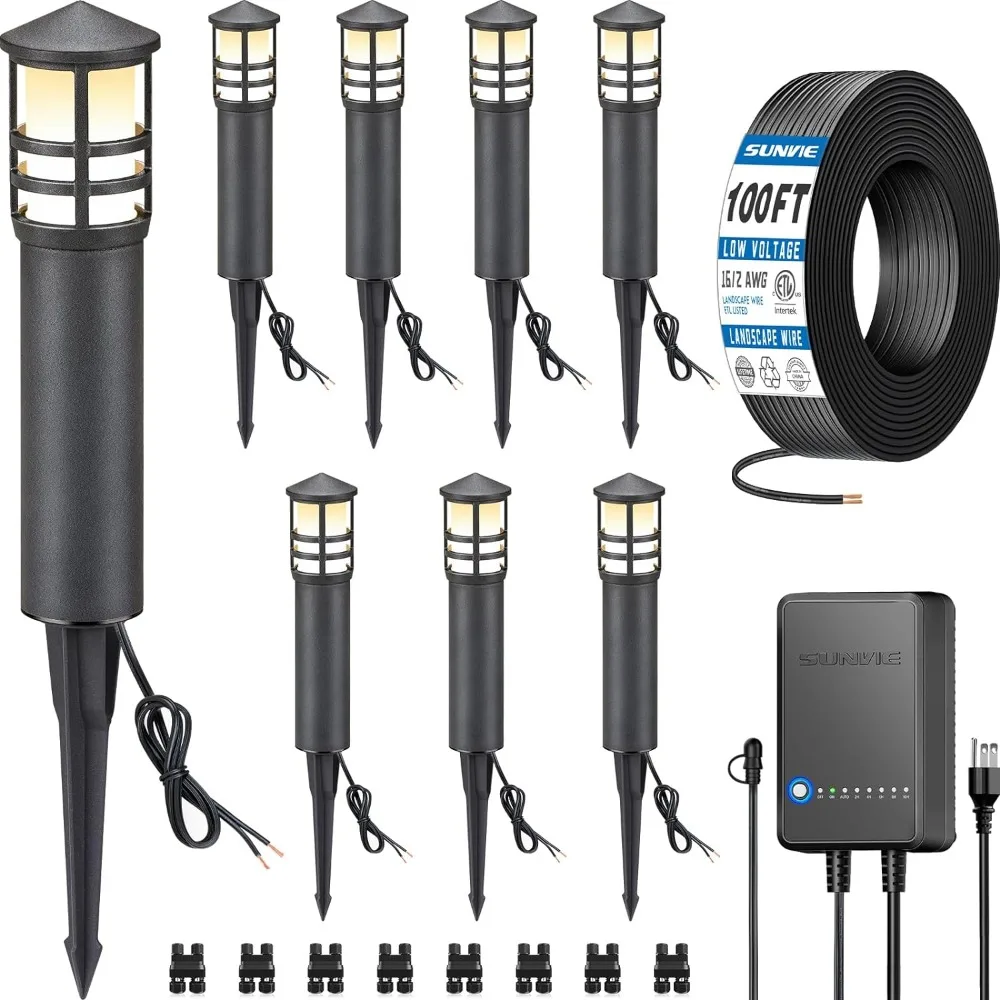 

8-Pack Low Voltage Pathway Lights Waterproof Landscape Light with Connector for Walkway Garden Patio