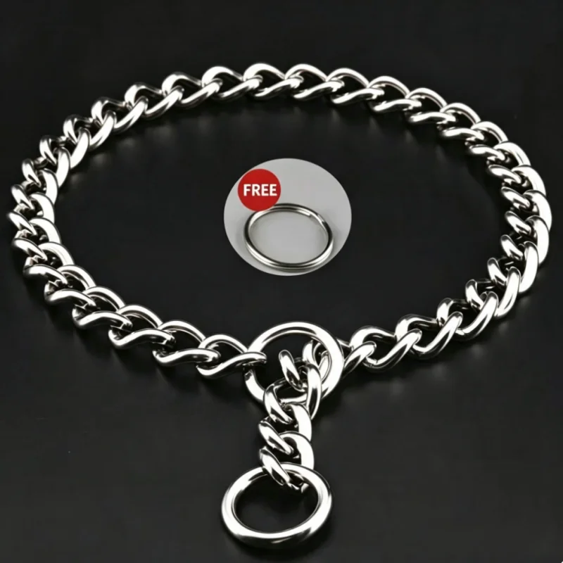Explosion proof stainless steel P-chain double ring dog chain metal collar collar collar training dog chain pet collar
