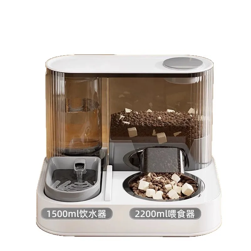 Pet stainless steel automatic feeder water dispenser integrated