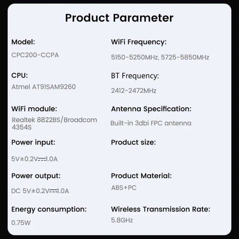 1PC CCPA Wireless CarPlay Adapter CarPlay Box Auto Dongle for iTunes Benz Kia DropShipping