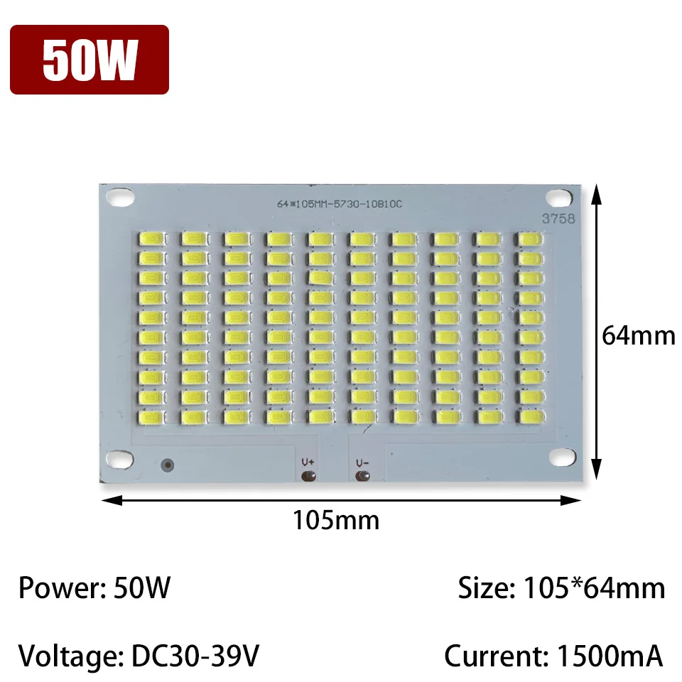 Full Power LED Floodling PCB 50W 100W SMD5730 LED Lamp Bulb LED PCB Board Aluminum Plate 30-34V For LED Spotlight Floodlight