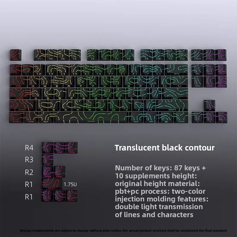 Cross border spot wholesale contour line 4.0 keycap factory height 128 key PBT six color crack luminous peripheral