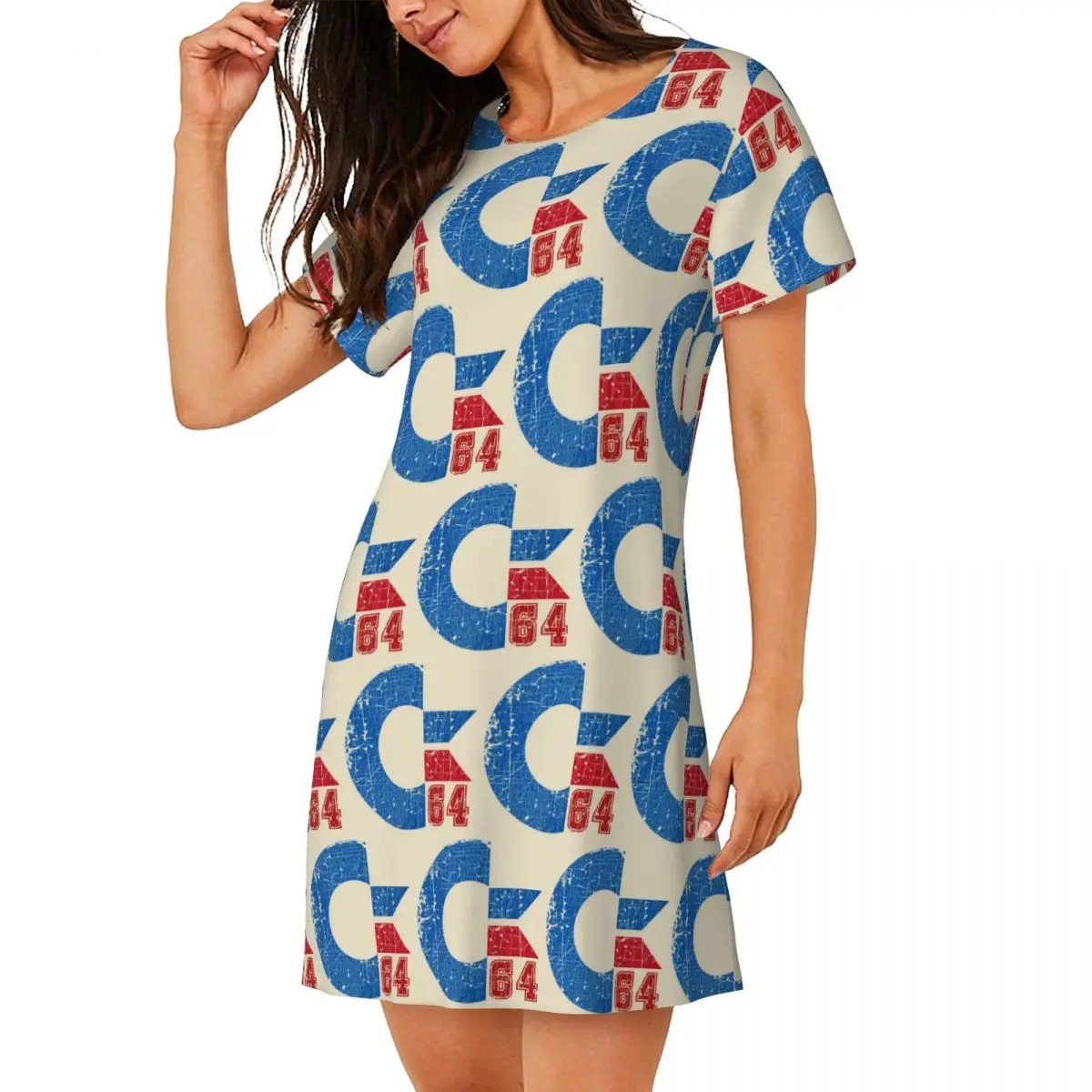 Commodore Circuits Amiga Logo Short Sleeves Nightdress For Sleeping Sleepshirts Women Short Sleeve Nightgowns Soft Pajama Dress
