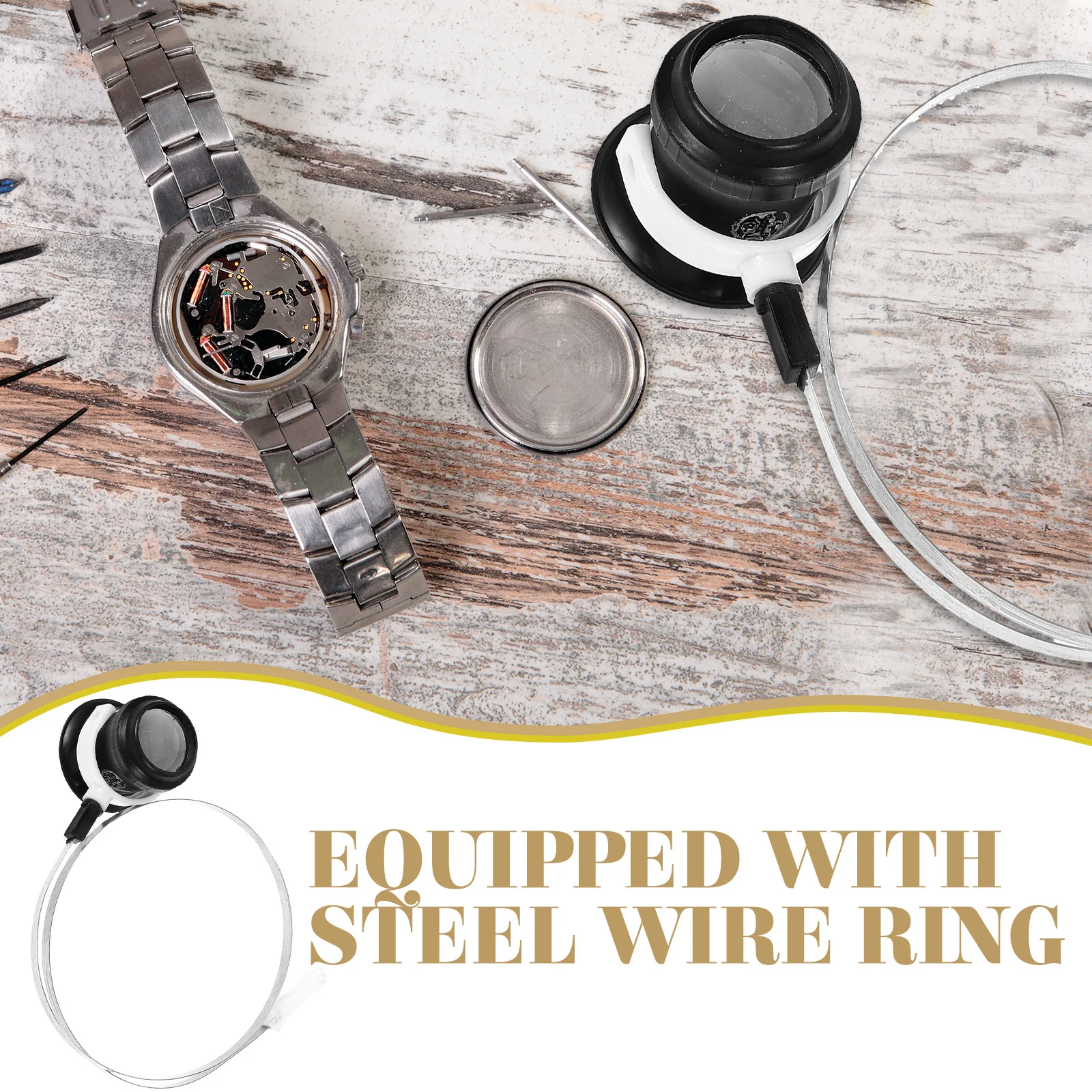 Comoda lente d'ingrandimento per orologio con lente d'ingrandimento per lavori ravvicinati e ispezione di piccoli oggetti Lente d'ingrandimento per gioielli Lente d'ingrandimento per fascia