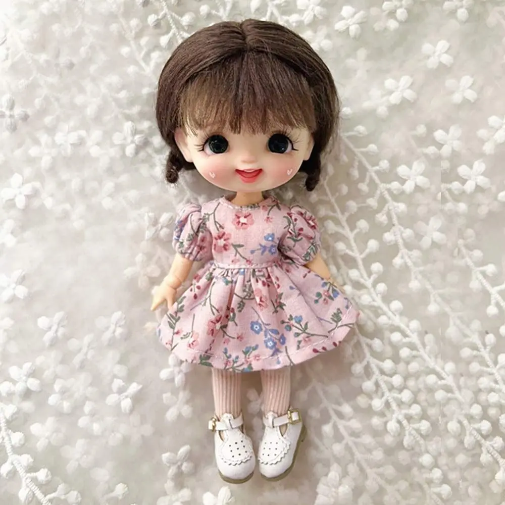 Obitsu11 vestido Floral para muñecas, ropa bonita para muñecas de 1/12BJD, Vestido de manga de burbuja de princesa para muñecas OB11, accesorios de