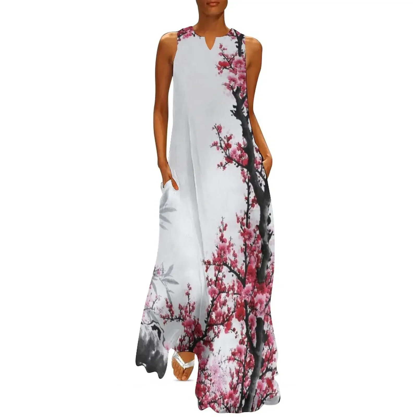 

Cherryblossom woodblock print Long Dress women's dresses luxury dress dresses dress for women 2025