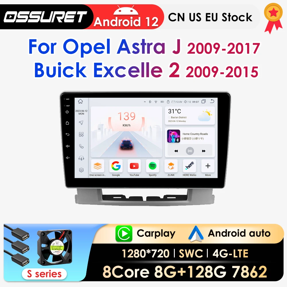 

AI Carplay Android Auto Car Radio For Opel Astra J 2009-2017 Buick Excelle 2 2009-2015 Multimedia Player Navi GPS Autoradio 7862