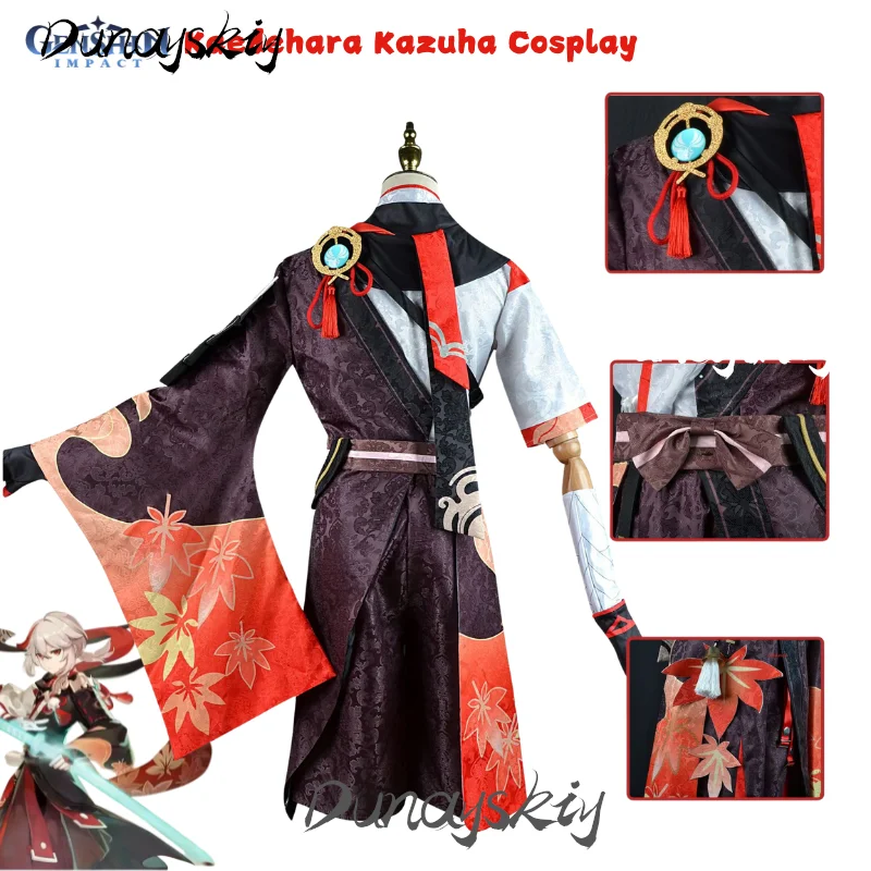 Genshin Impact Kaedehara Kazuha Cosplay Costume Set Wig Shoe Anime Manga Dress Halloween Party Customized Outfit for Men Boy