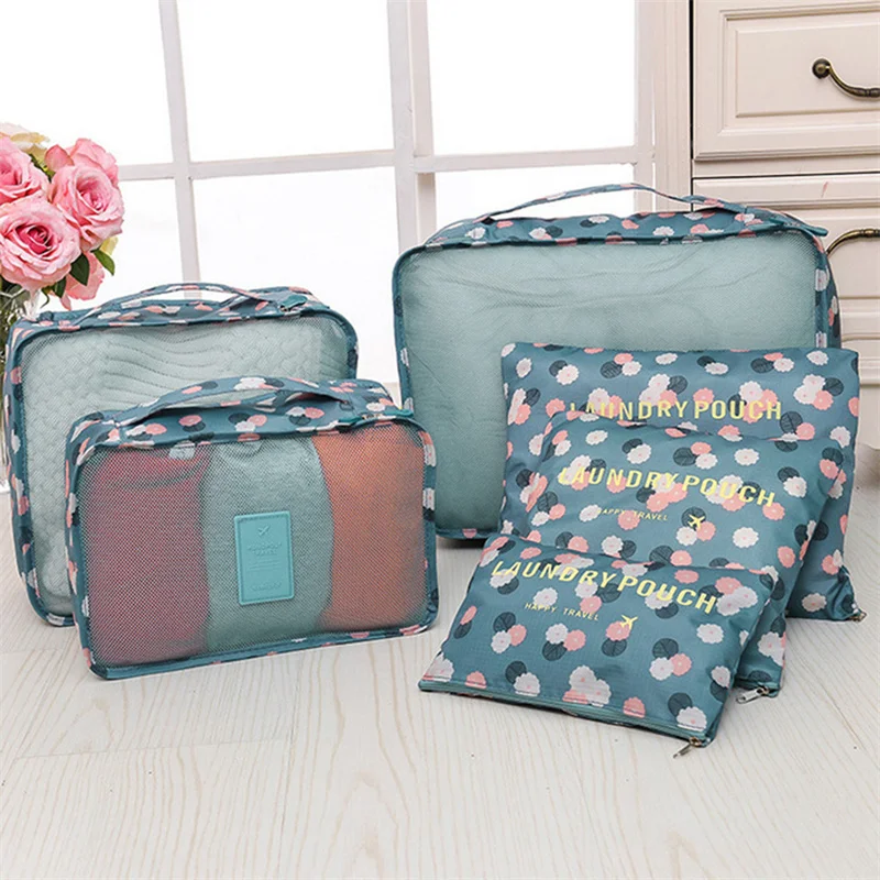 6 PCS Travel Storage Bag Set for Clothes Tidy Organizer Wardrobe Suitcase Pouch Travel Organizer Bag Case Shoes Packing Cube Bag